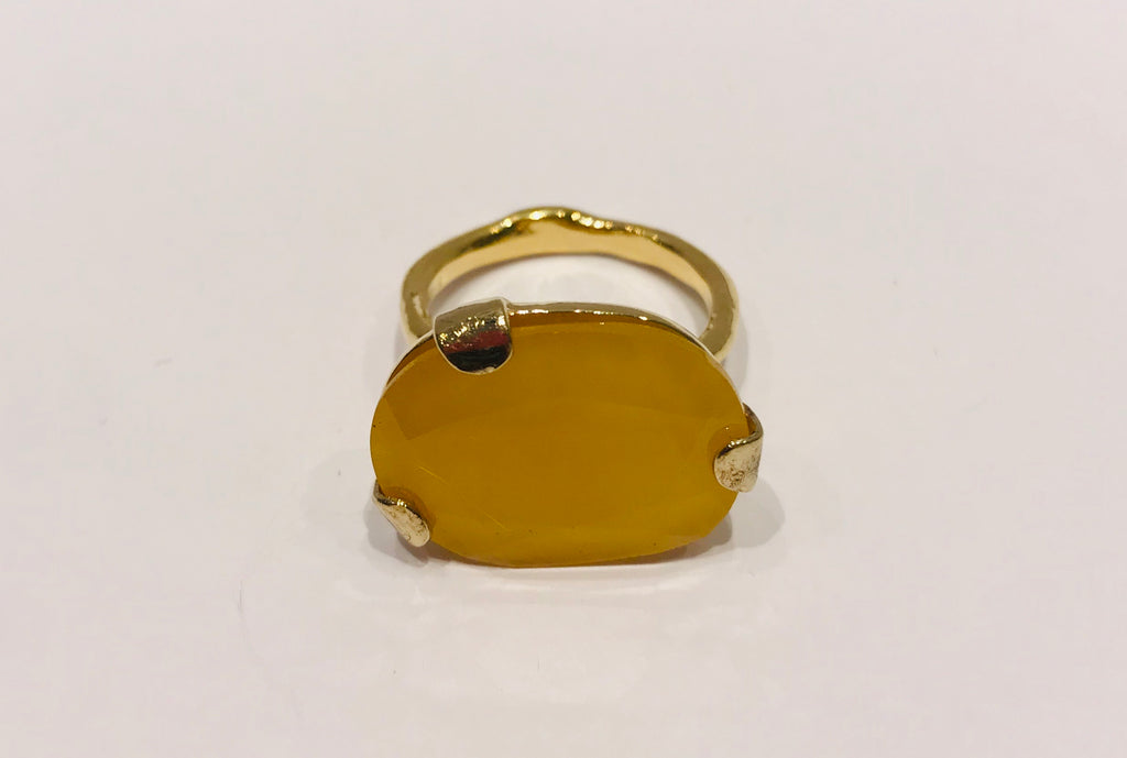 Wouters en Hendrix goldplated silver ring with yellow jade