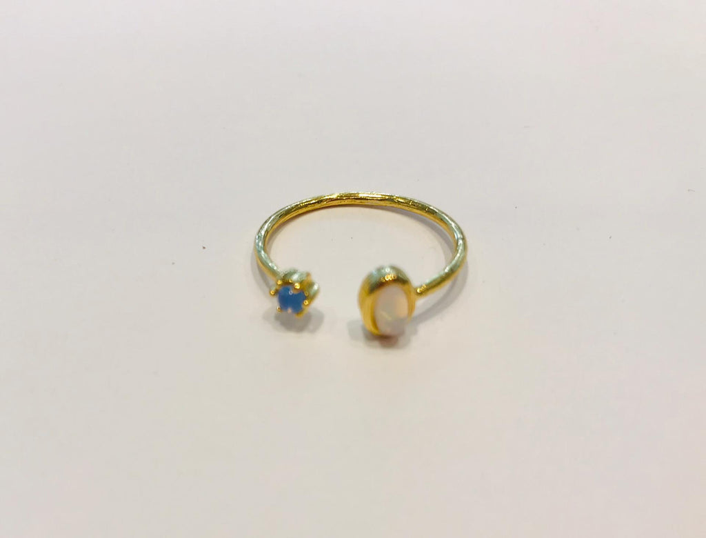 Open gold plated ring with opal by SAM&CEL