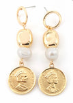 SAM&CEL goldplated coin Earrings with freshwater Pearl