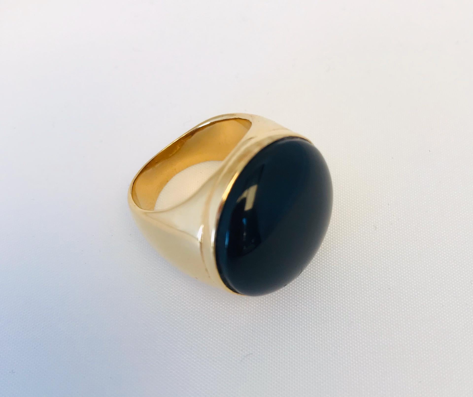 Wouters & Hendrix - gold plated silver ring with onyx
