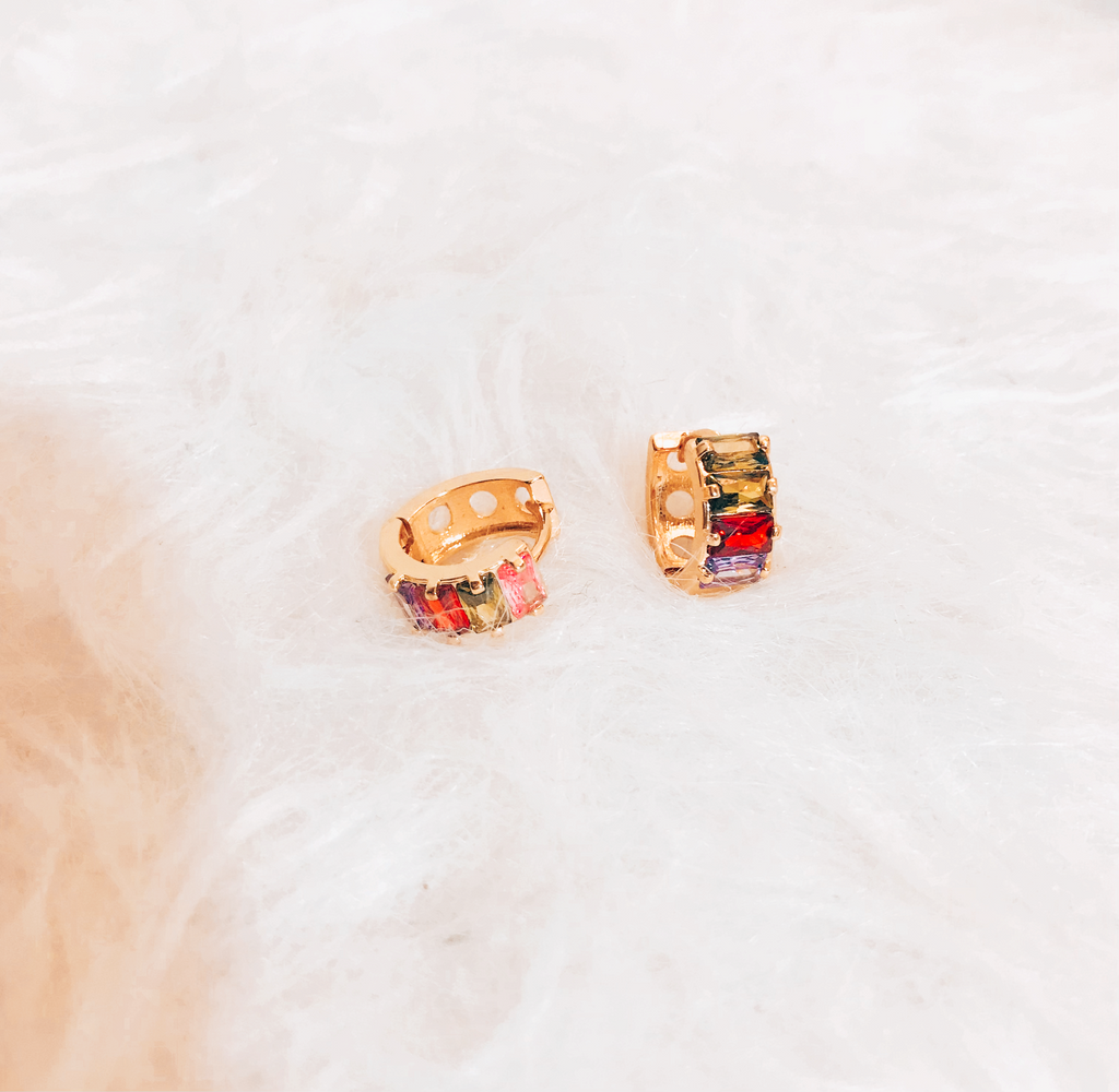 SAM&CEL - gold creoles with multi color zirconia