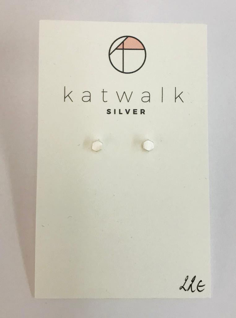 Gold plated/Silver sterling silver 925 hexagon stud earrings by the Belgian brand Katwalk Silver. 