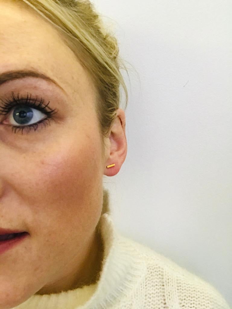 Gold plated bar stud earrings by Katwalk Silver