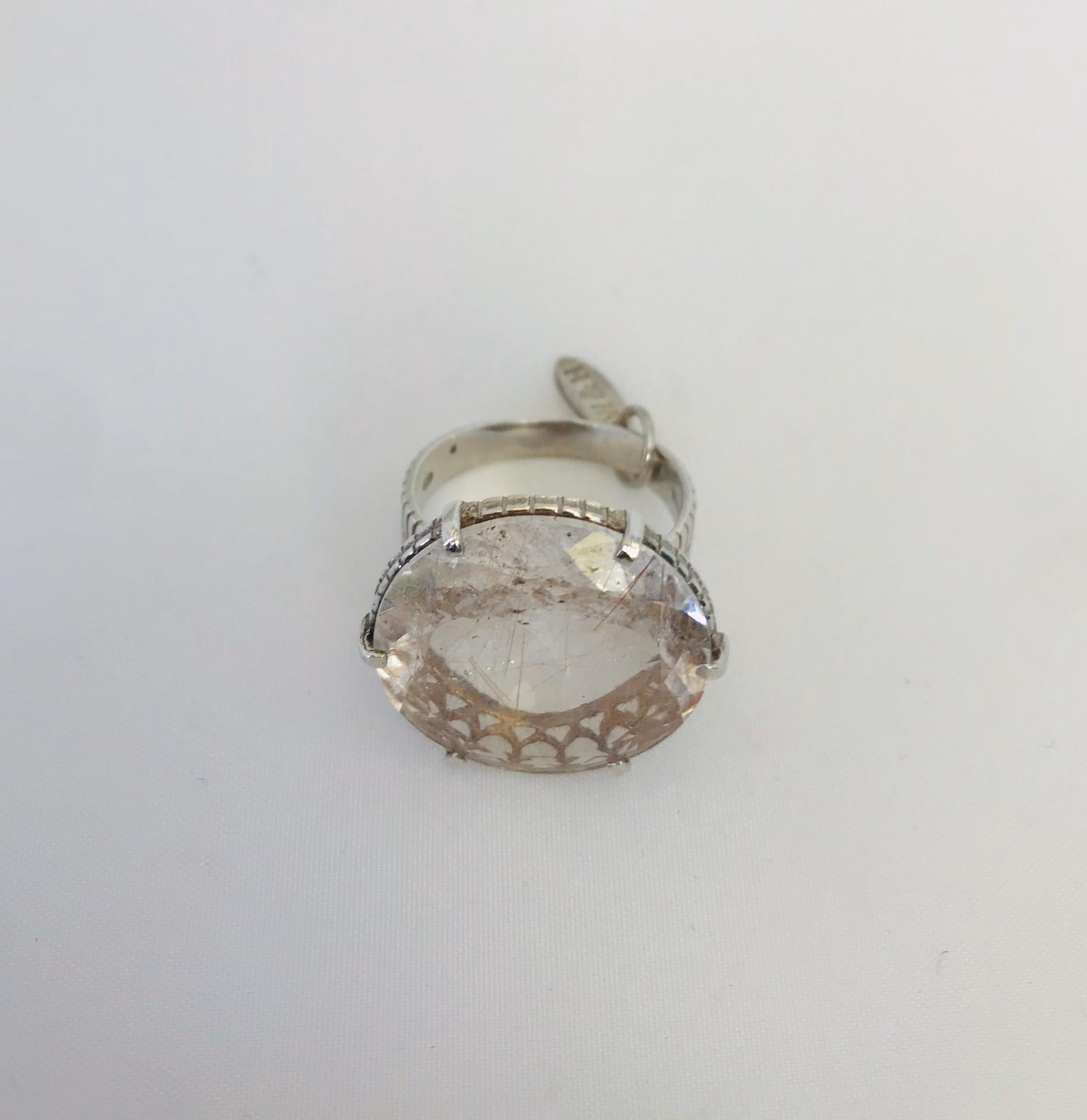 Wouters & Hendrix - silver clear rutilated quartz ring