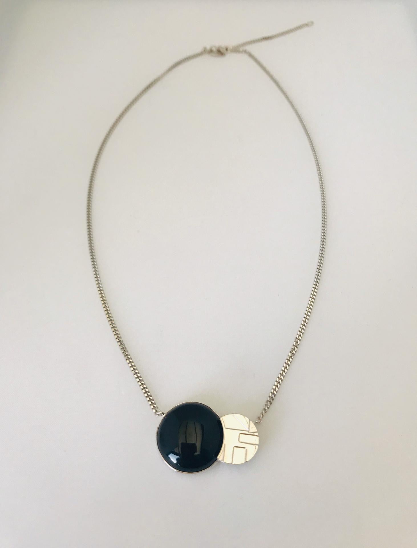 Wouters & Hendrix - silver onyx stone necklace