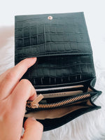 NEUVILLE - mini joa black croco wallet