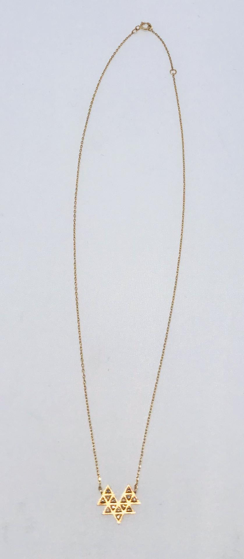 Céline Daoust - 14kt yellow gold fine necklace with 14 diamonds