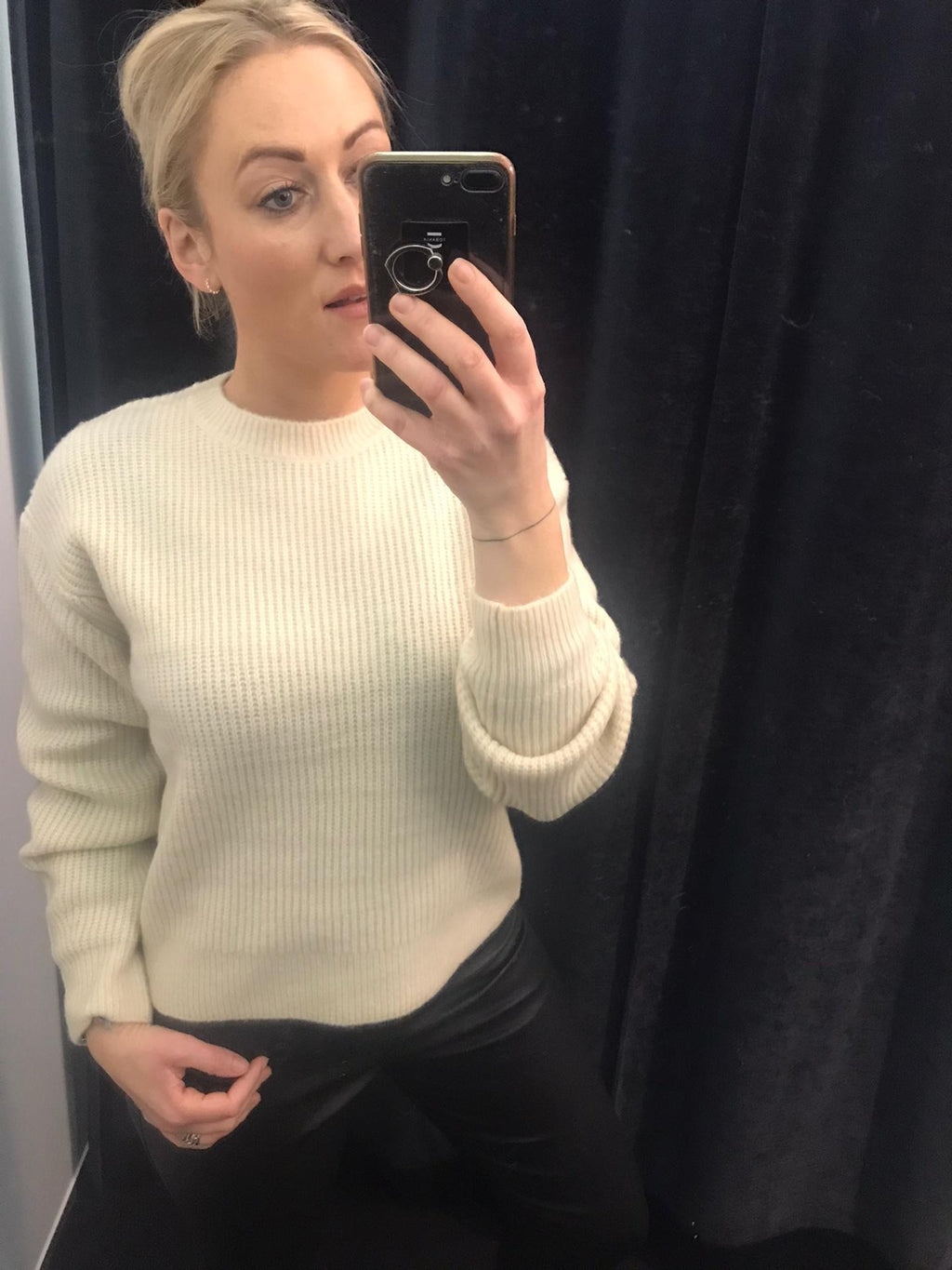 Panna off white sweater  with removable turtleneck by Kaos. 