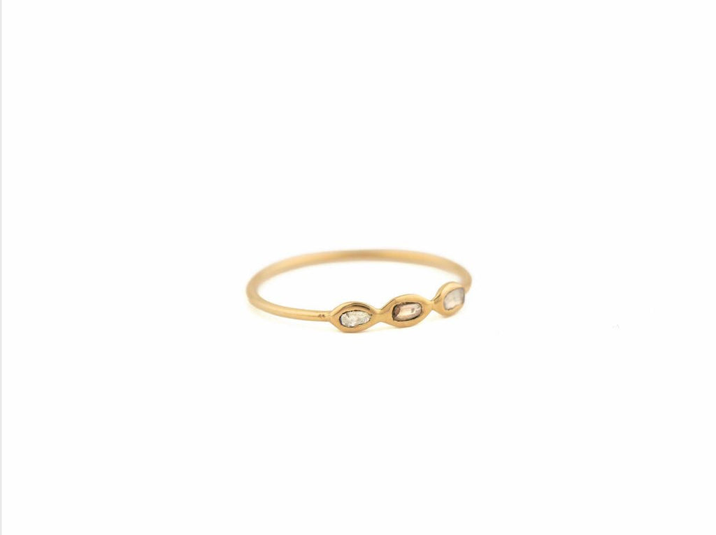 Céline Daoust small ring with 3 diamond slices in 14kt yellow gold. 