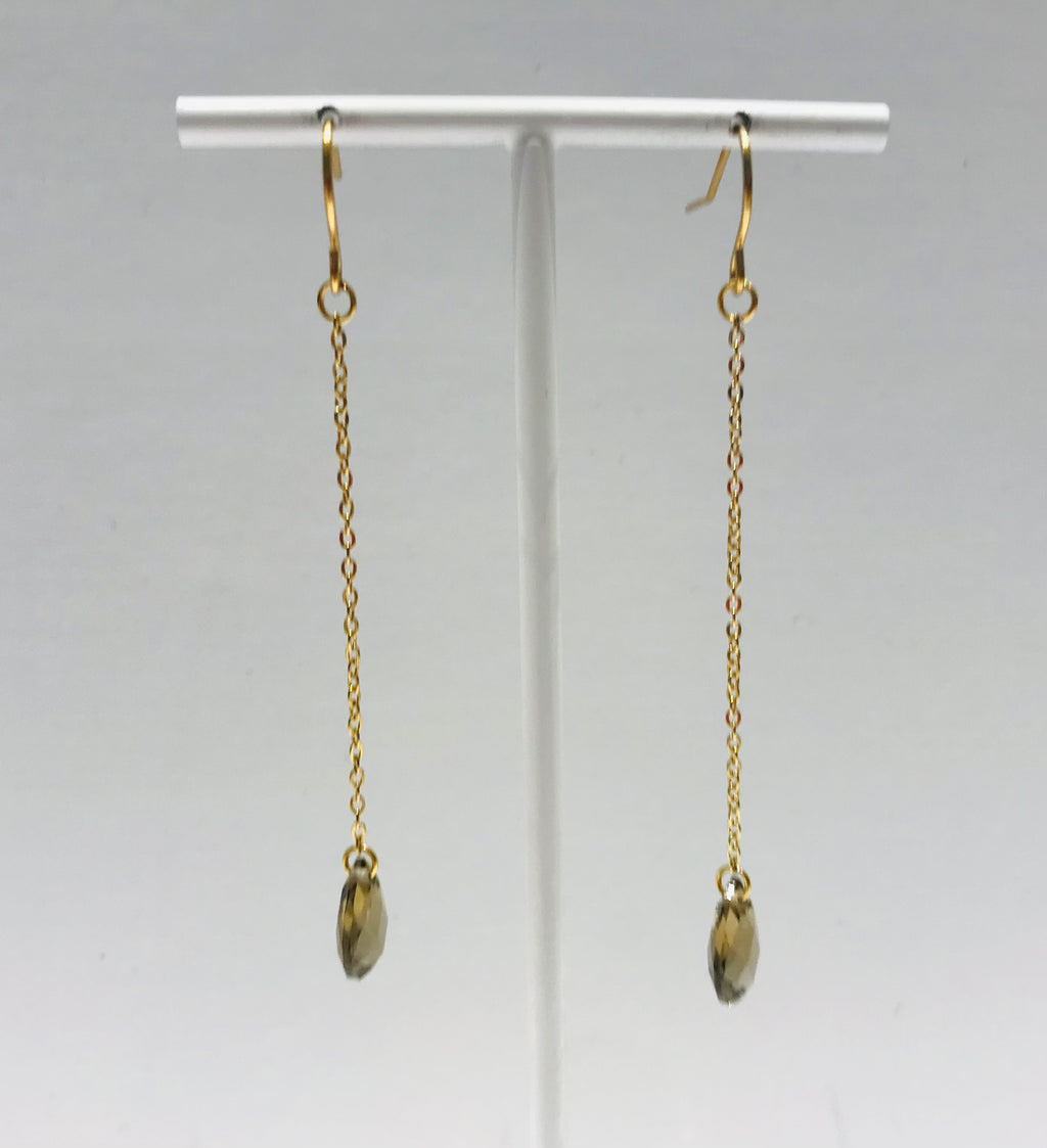SAM&CEL STEEL EARRINGS WITH SMOKY QUARTS