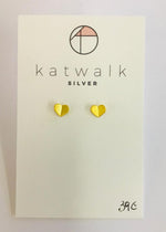 Gold plated sterling silver 925 heart butterfly stud earrings by the Belgian brand Katwalk Silver. 